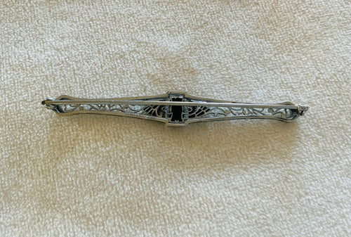 Platinum Art Deco Sapphire and Diamond brooch- Pre-owned